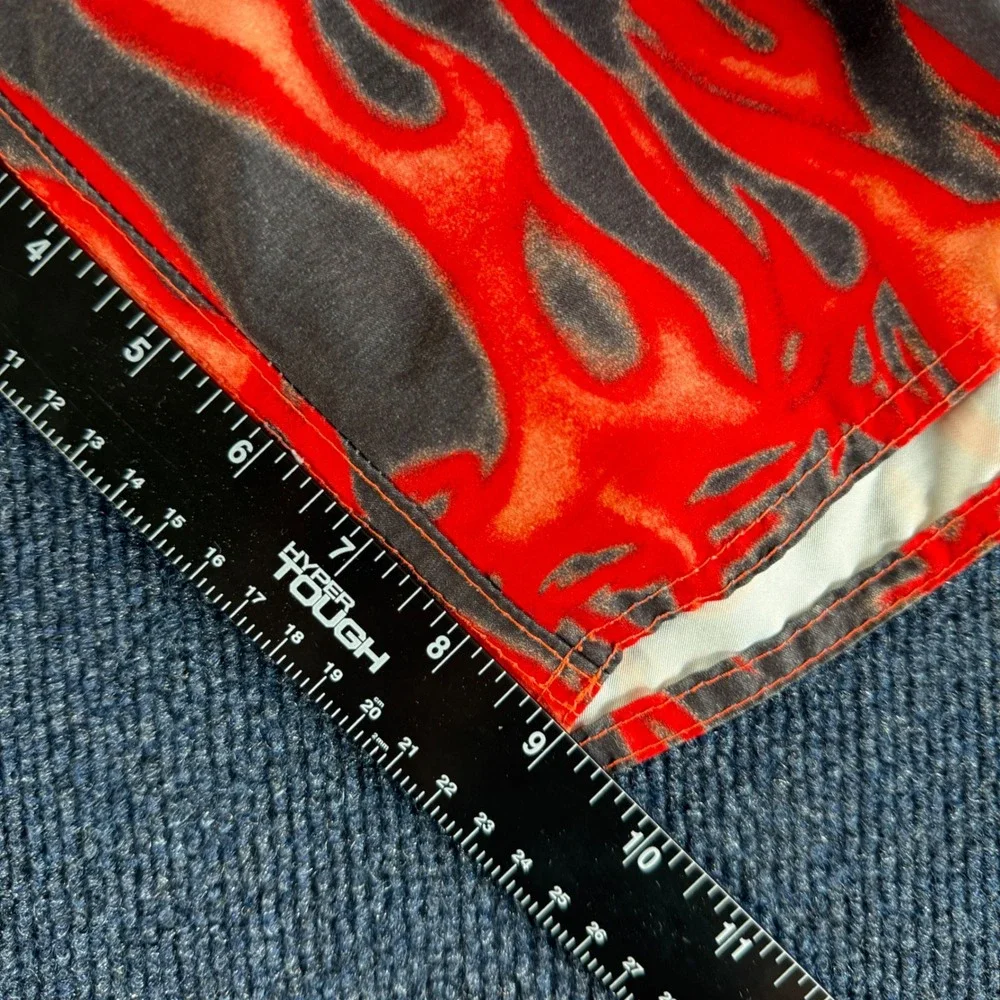 Quiksilver Mens Flame‎ Print Board Shorts Red Grey Vintage Style 36 C101686P